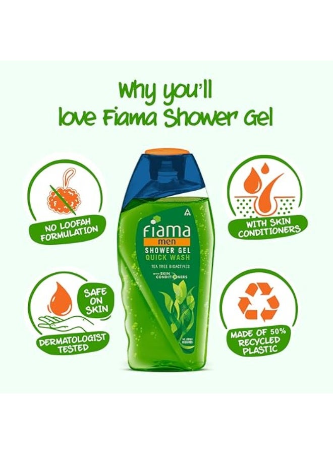 Fiama Men Body Wash Shower Gel Quick Wash, 250ml, Body Wash for Men with Skin Conditioners for Moisturised, Soft & Refreshed Skin, Mens Moisurising Bodywash for Dry Skin - Image 3